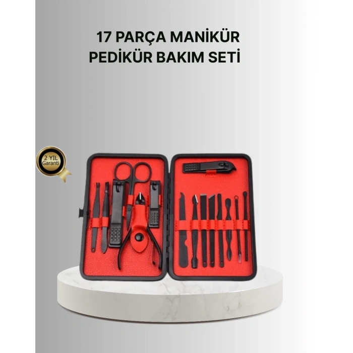 Şık Kutu Tasarımlı 17 Parça Manikür Pedikür Seti Dayanıklı Ve Hijyenik