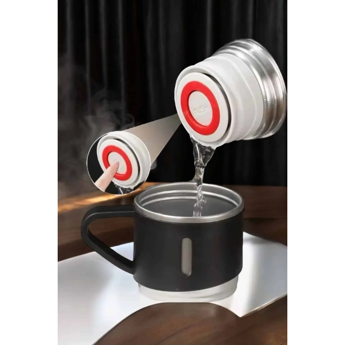 Şık Ve Dayanıklı 3 Bardaklı Termos Seti Uzun Süre Isı Koruma Özellikli