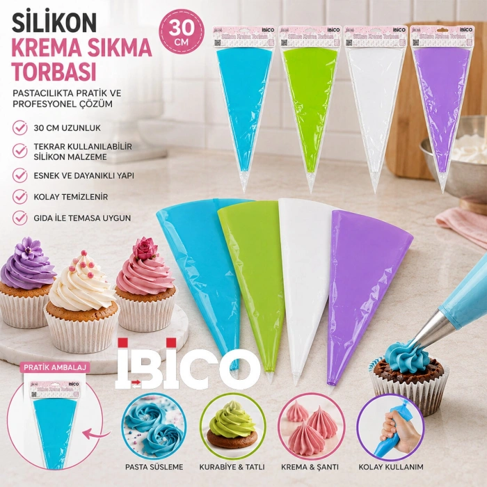 SİLİKON  30CM TEKLİ  KREMA SIKMA  TORBASI (5263)