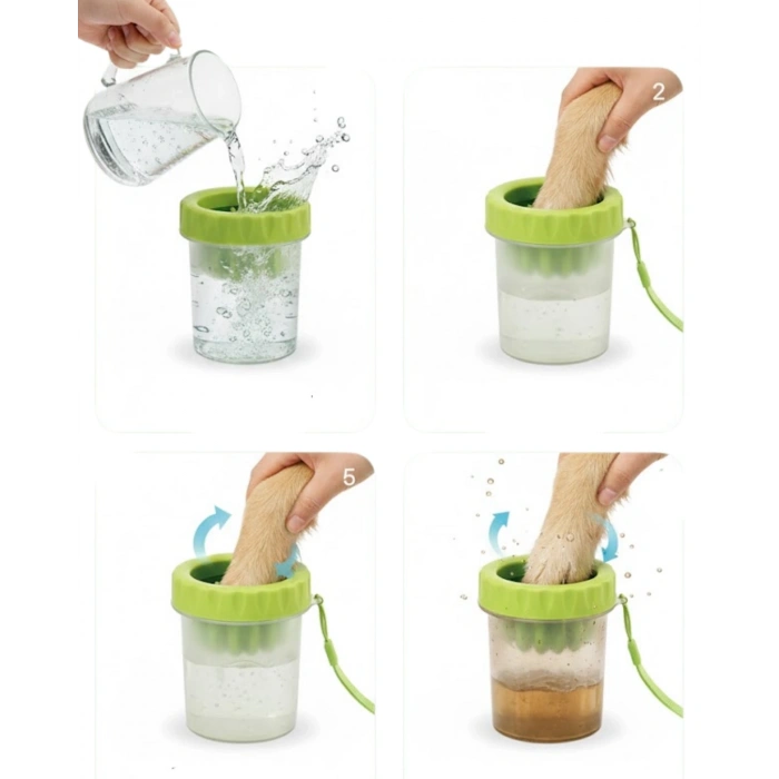 Silikon Kıllı Köpek Pati Temizleme Kabı Orta Büyük Irklar İçin Taşınabilir