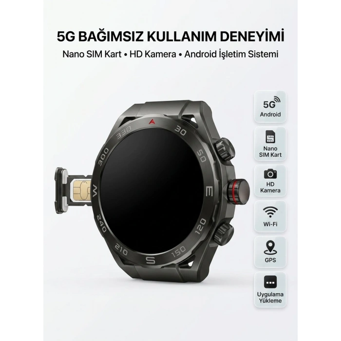Sım Kartlı 5g Android Akıllı Saat Hd Kamera Wi-fi Gps Uygulama Yükleyebilen