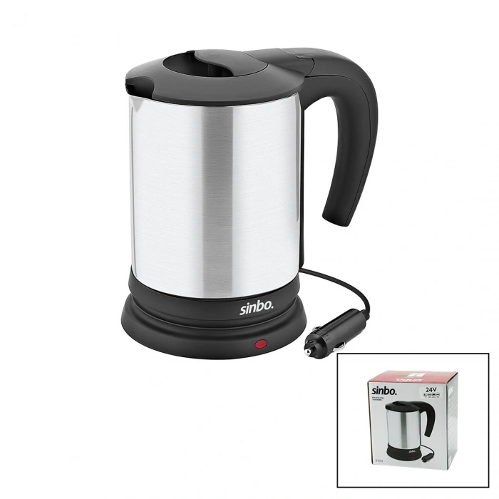 SİNBO SK-8034 24V ARAÇ İÇİ KETTLE PASLANMAZ ÇELİK SU ISITICISI 0.8LT  200W  ÇAKMAKLIK FİŞLİ  PLASTİK KAPAK - KULP (5263)