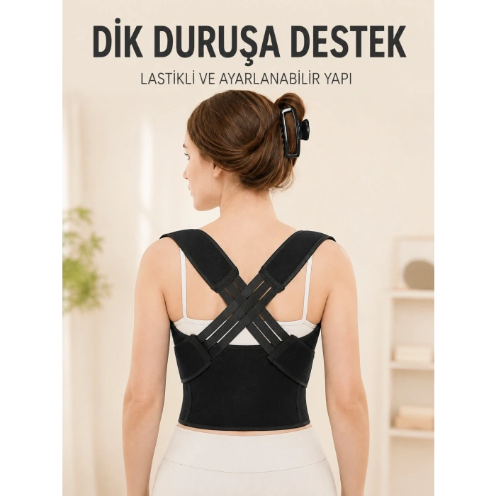 Sırt Destek Korsesi Dik Duruş İçin Ayarlanabilir Lastikli Postür Ve Bel Korsesi