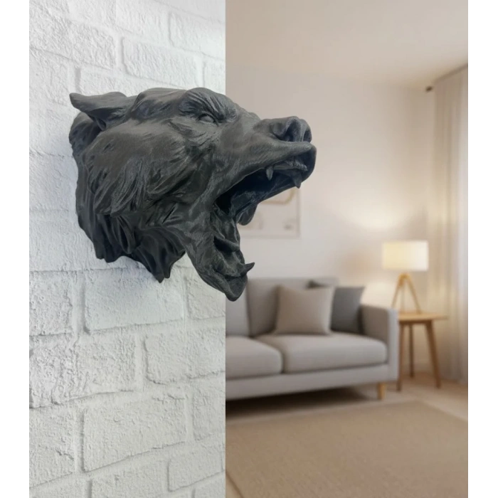 Siyah Ayı Figürü Duvar Dekoru Asılabilir Hediyelik Heykel 25x19 Cm