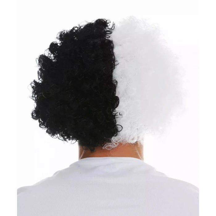 Siyah Beyaz Kıvırcık Afro Bonus Peruk Taraftar Bonus Saç (5263)
