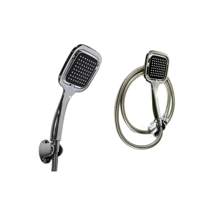 Siyah Duş Seti El Duşu Başlığı Spiral Hortum Ve Duvar Askısı Banyo Duş Seti