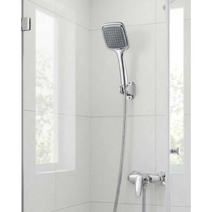 Siyah El Duşu Seti Spiral Duş Hortumu Ve Duvar Askılı Çok Fonksiyonlu Duş Başlığı