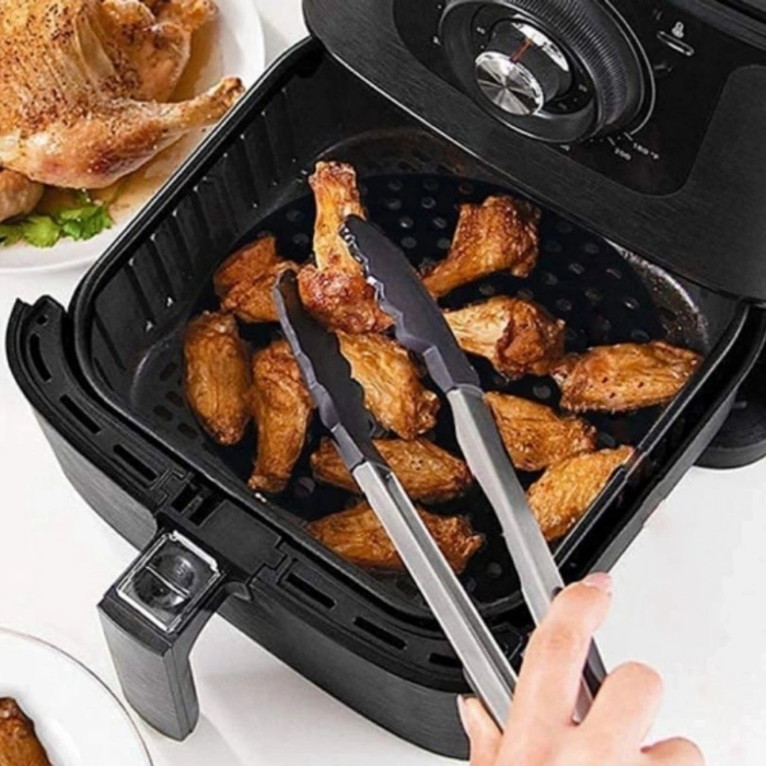 Siyah Isıya Dayanıklı Yıkanılabilir Silikon Fırın Ve Airfryer Kare Model Pişirme Matı 21,5 Cm (5263)