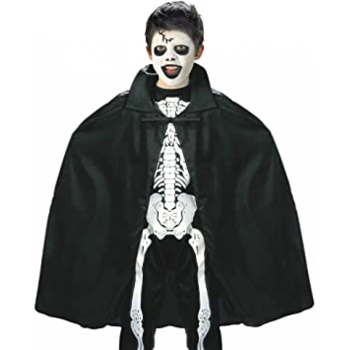 Siyah Renk Yakalı Halloween Pelerini 90 cm (5263)
