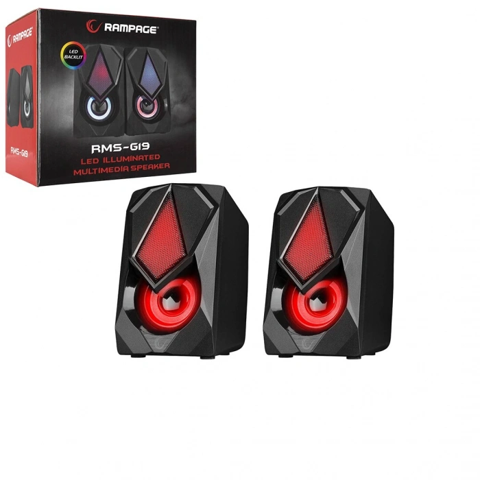 SİYAH - RGB IŞIKLI 1+1 HOPARLÖR SPEAKAER SET USB KABLO 2.0 MULTİMEDYA - 5W (5263)