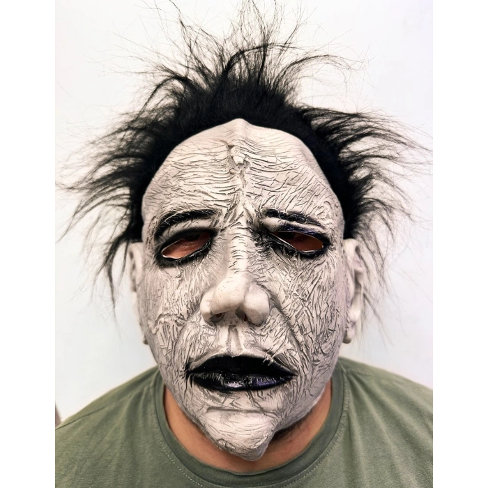 Siyah Saçlı Michael Myers Lateks Yüze Tam Yapışan Et Maske Korku Maskesi (5263)