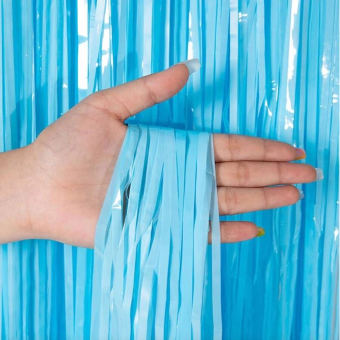 Soft Mavi Püsküllü Kapı Perdesi - Parti, Baby Shower, Sünnet Süsü, Cinsiyet Partisi 1x2 m (5263)