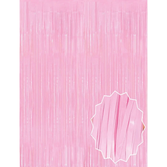 Soft Pembe Püsküllü Kapı Perdesi - Parti, Baby Shower, Cinsiyet Partisi 1x2 m (5263)
