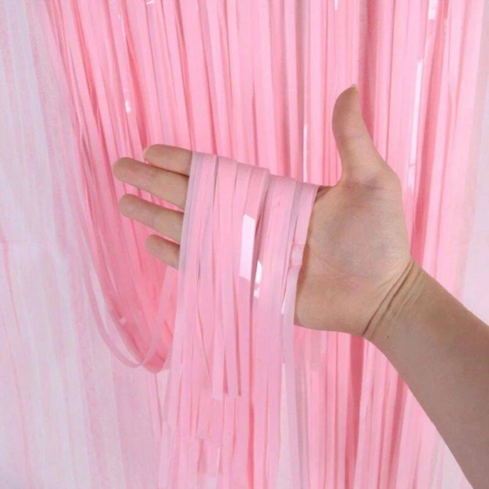 Soft Pembe Püsküllü Kapı Perdesi - Parti, Baby Shower, Cinsiyet Partisi 1x2 m (5263)