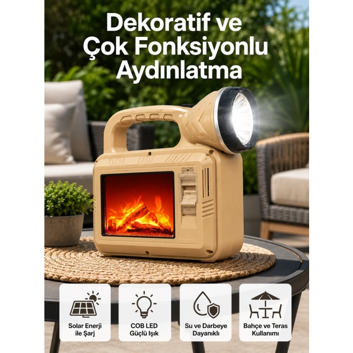 Solar Cob Alev Efektli Lamba – Güneş Enerjili, Suya Dayanıklı, Taşınabilir