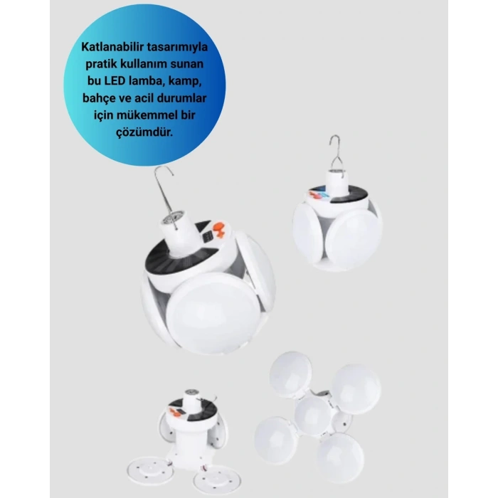 Solar Enerjili Katlanabilir Led Kamp Ve Bahçe Lambası