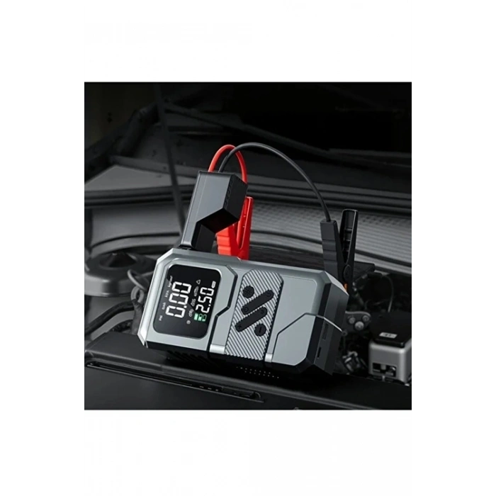 St-9654 Şarjlı 10.000 Mah Taşınabilir Araç Hava Kompresörü Akü Takviyeli Dijital Ekranlı Işıklı