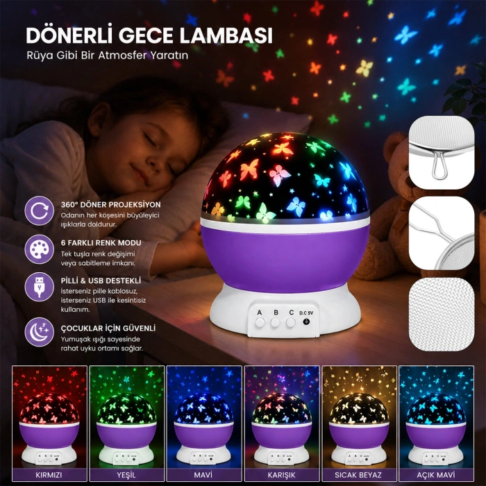STAR MASTER PİLLİ DÖNERLİ GECE LAMBASI (5263)