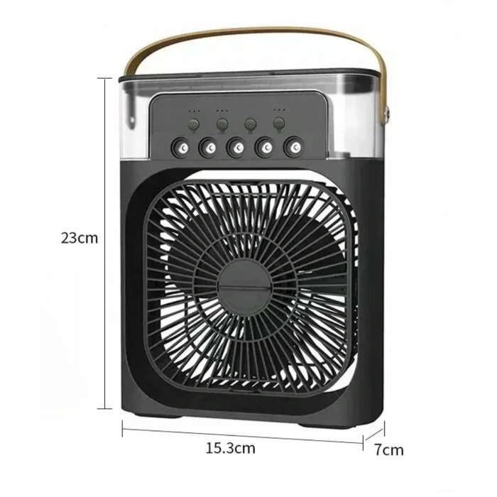 Taşınabilir 3 Farklı Mod Ayarlı 7 Farklı Led Işıklı Sulu Soğutmalı Taşınabilir Masaüstü USB Fan Vantilatör (5263)