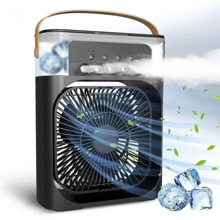 Taşınabilir 3 Farklı Mod Ayarlı 7 Farklı Led Işıklı Sulu Soğutmalı Taşınabilir Masaüstü USB Fan Vantilatör (5263)