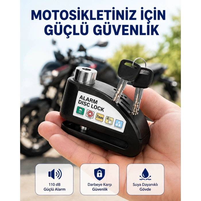Taşınabilir Alarm Disk Kilidi Motosiklet Scooter Bisiklet Güvenlik Yeni Nesil
