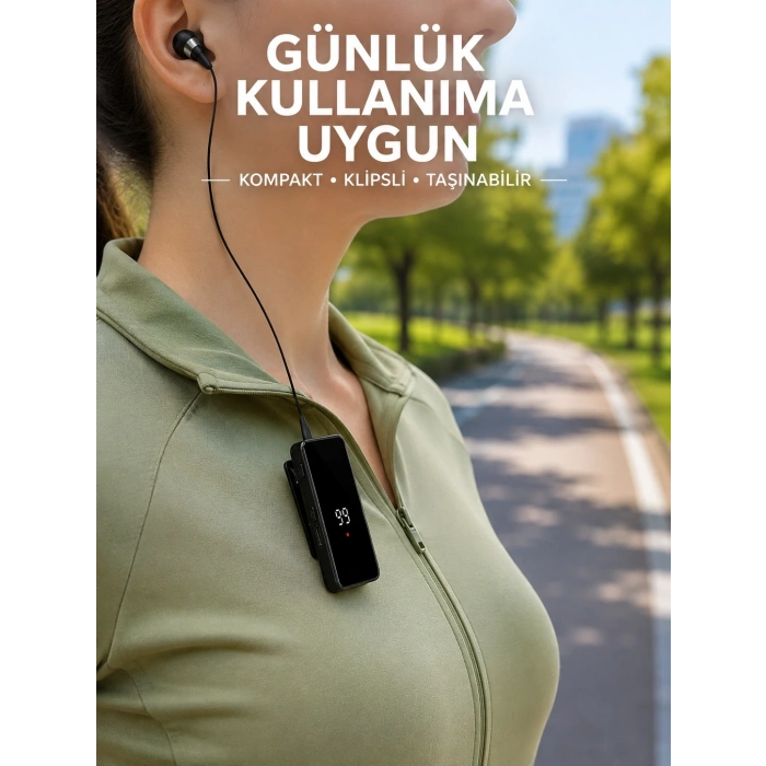 Taşınabilir Bluetooth Kulaklık Dijital Göstergeli Klipsli Tek Kulaklıklı Kompakt Cihaz