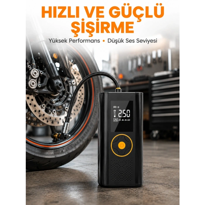 Taşınabilir Dijital Lastik Şişirme Cihazı Güvenli Ve Pratik Kullanım Yeni Nesil
