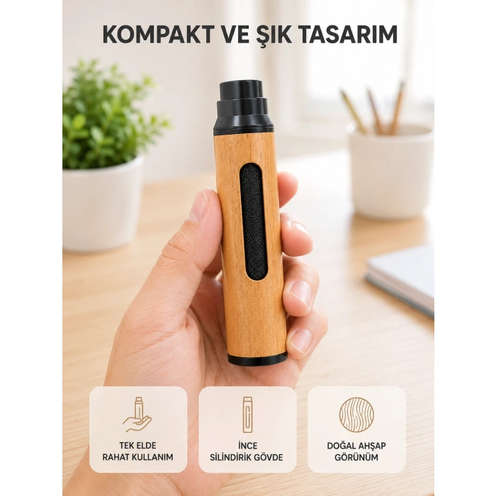 Taşınabilir Dumansız Mini Küllük Ahşap Görünümlü 3 Farklı Uçlu Kompakt Tasarım