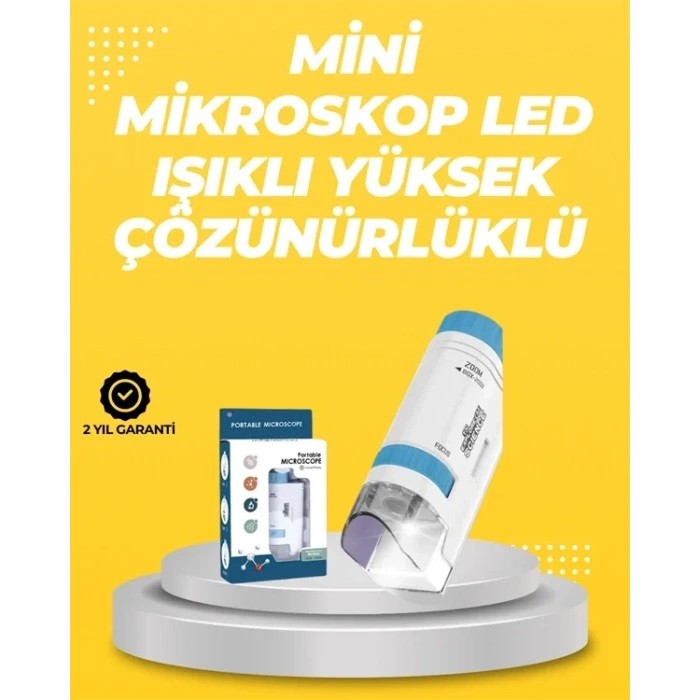 Taşınabilir Led Işıklı Cep Mikroskop – 80x–200x Büyütme