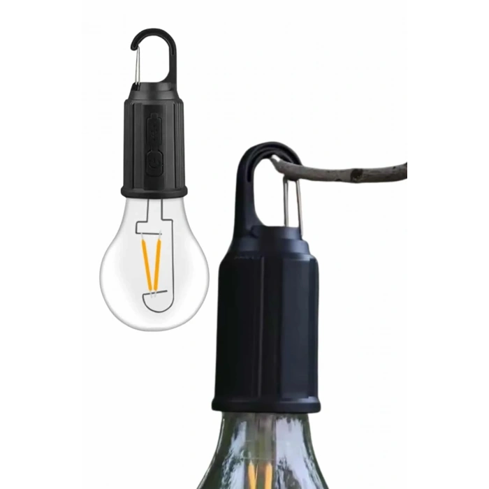 Taşınabilir Şarjlı Led Ampul Askılı Lamba Kamp Bahçe Lambası