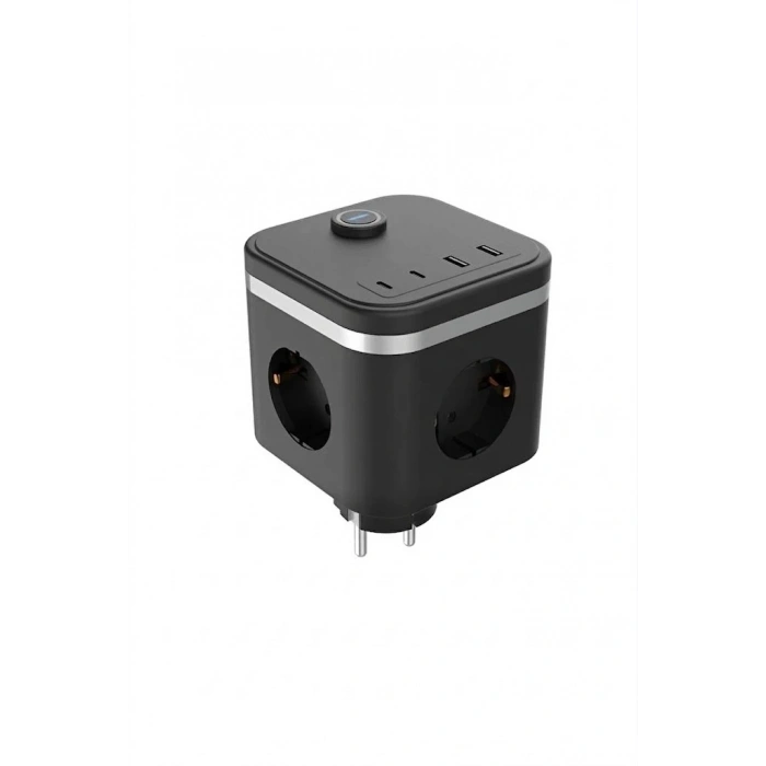 Termal Akım Korumalı Isıya Dayanıklı 3’lü Duvar Tipi Priz 2x Usb 2x Typce 3680 W