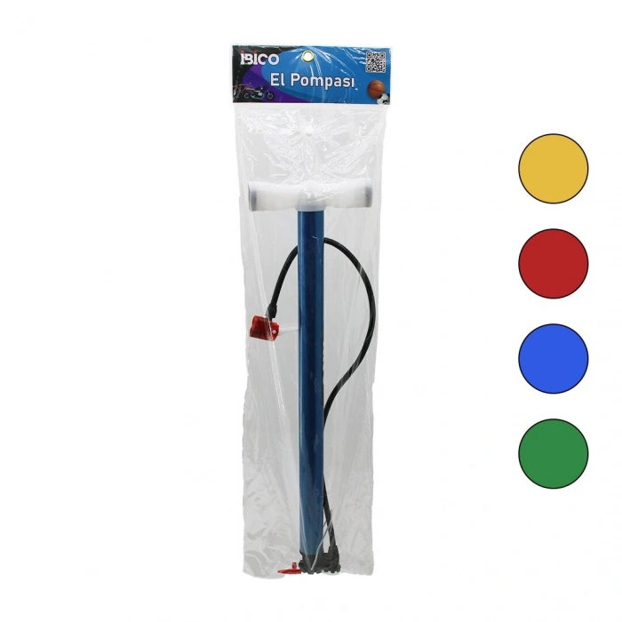 TERS BASMALI METAL GÖVDE PLASTİK KOL İRAN EL POMPASI 55CM TOP - BİSİKLET - MOTOR AYAKLIK APARATLI (5263)