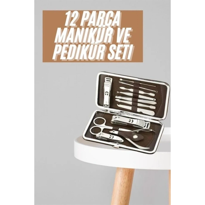 Tırnak Bakım Seti Tırnak Düzeltme Batık 12 Parça Çanta Tipi Manikür Pedikür
