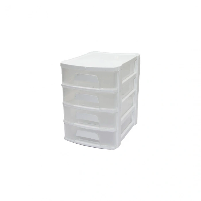 TONTON - NO:2 ÇEKMECE 4 KATLI 16.5X21.5X24CM BEYAZ VEYA SİYAH HERHANGİ BİR RENK GÖNDERİLİR (5263)