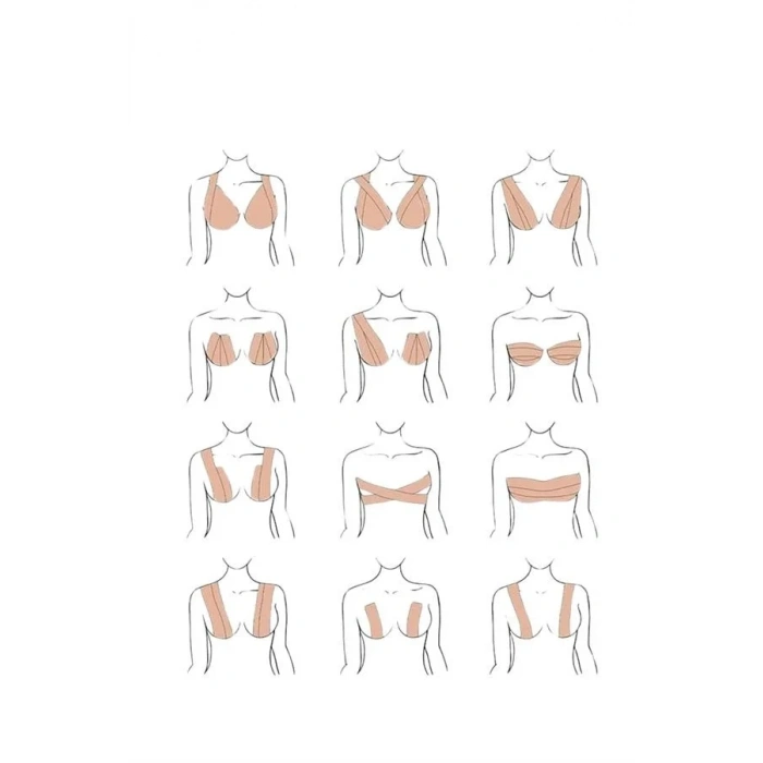 Toparlayıcı Göğüs Bandı Şekillendirici Ten Rengine Uygun Esnek Hassas Ciltlere Uygun