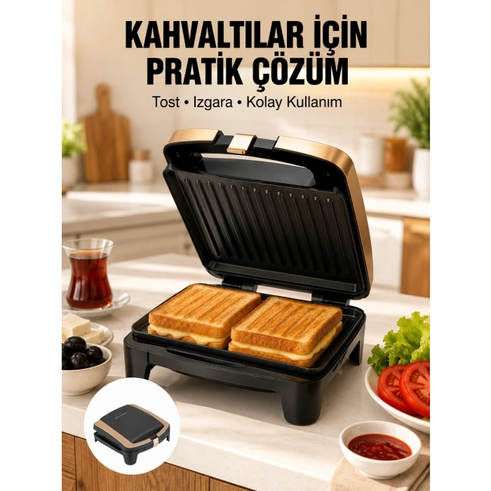 Tost Makinesi Yapışmaz Plaka 1500 Watt Güçlü Performans Yeni Nesil