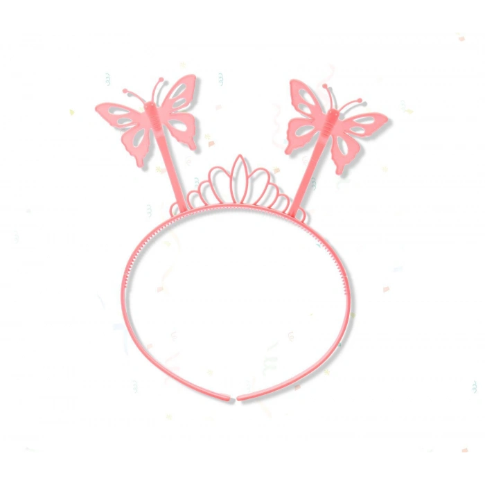 Toz Pembe Renk Kelebek Kanadı Tacı ve Sopası 50x37 cm (5263)