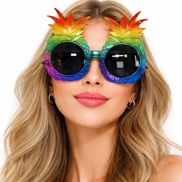 Tropikal Ananas Tasarımlı Renkli Hawaii Parti Gözlüğü (5263)