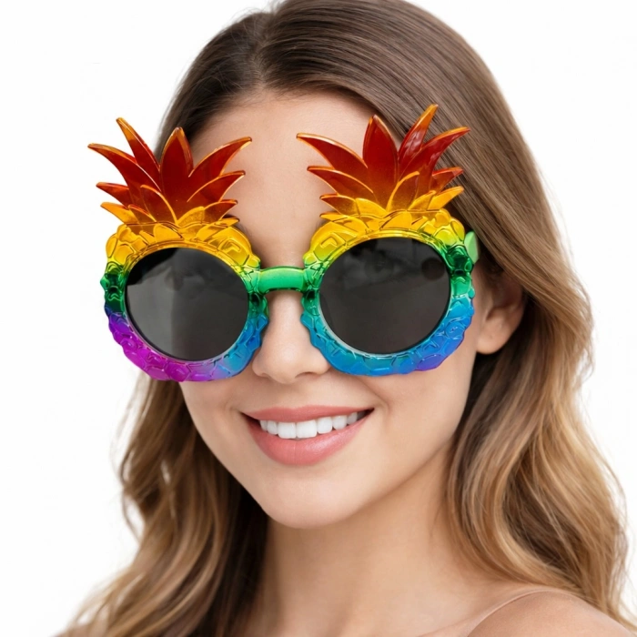 Tropikal Ananas Tasarımlı Renkli Hawaii Parti Gözlüğü (5263)