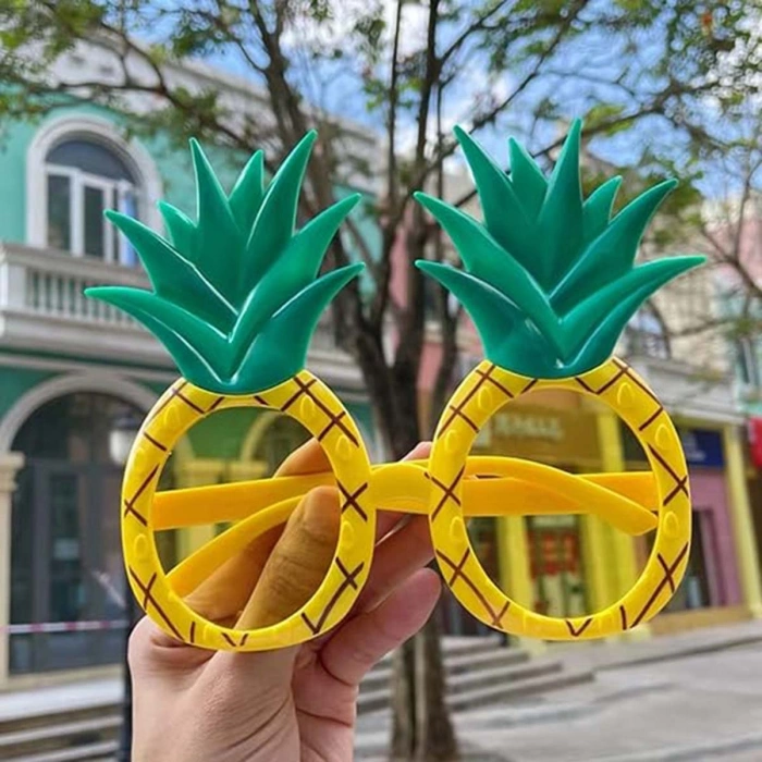 Tropikal Hawaii Ananas Şekilli Parti Gözlüğü 9.5 x 14 cm (5263)