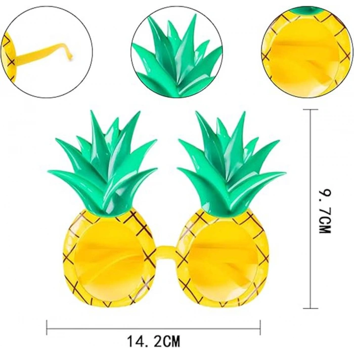 Tropikal Hawaii Ananas Şekilli Parti Gözlüğü 9.5 x 14 cm (5263)