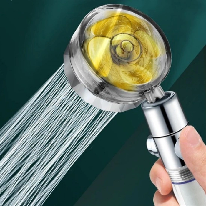 Turbo Pervaneli ve Filtreli Su Tasarruflu 360 Derece Dönebilen Tazyikli Duş Başlığı (5263)