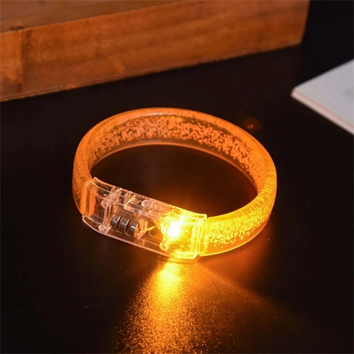 Turuncu Led Işıklı Baskı Yapılabilen Pilli Bileklik Bilezik 1,5 cm Genişlik (5263)