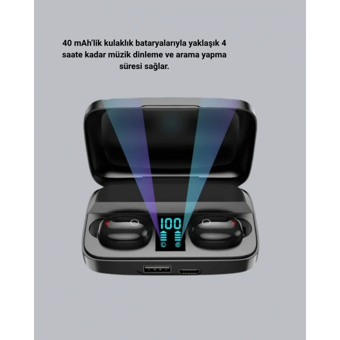 Tws Bluetooth Kulaklık 1800mah Şarj Kutulu Dijital Ekranlı