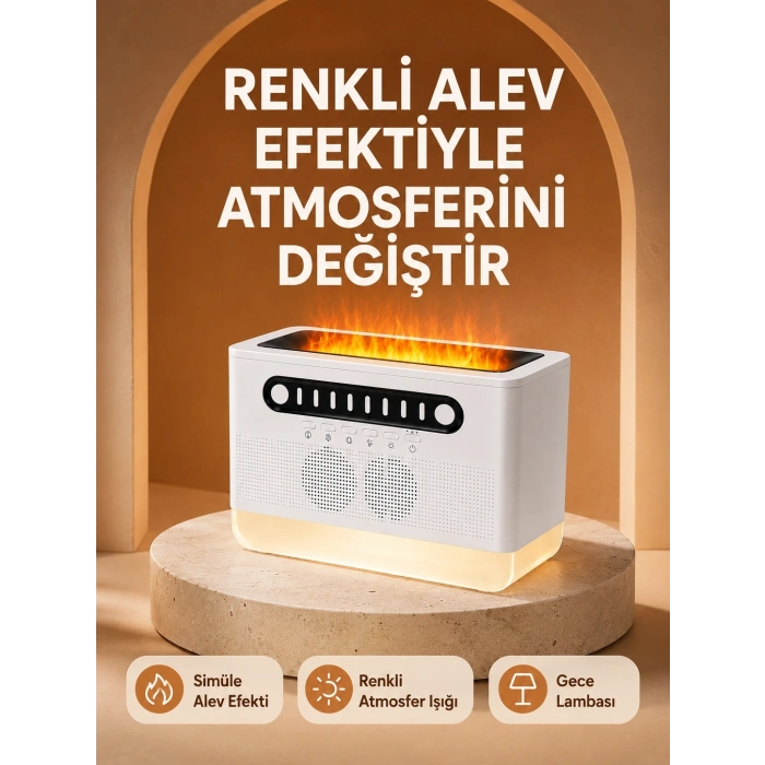 Type-c Şarjlı Kablosuz Hoparlör Beyaz Gürültü Ve Atmosfer Işığı