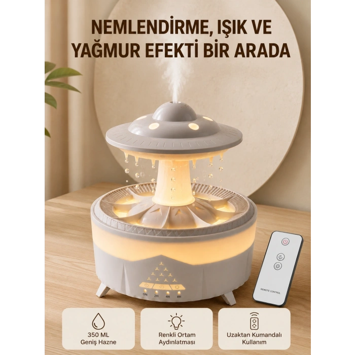 Ufo Yağmur Efektli Hava Nemlendirici 350 Ml Rgb Işıklı Uzaktan Kumandalı