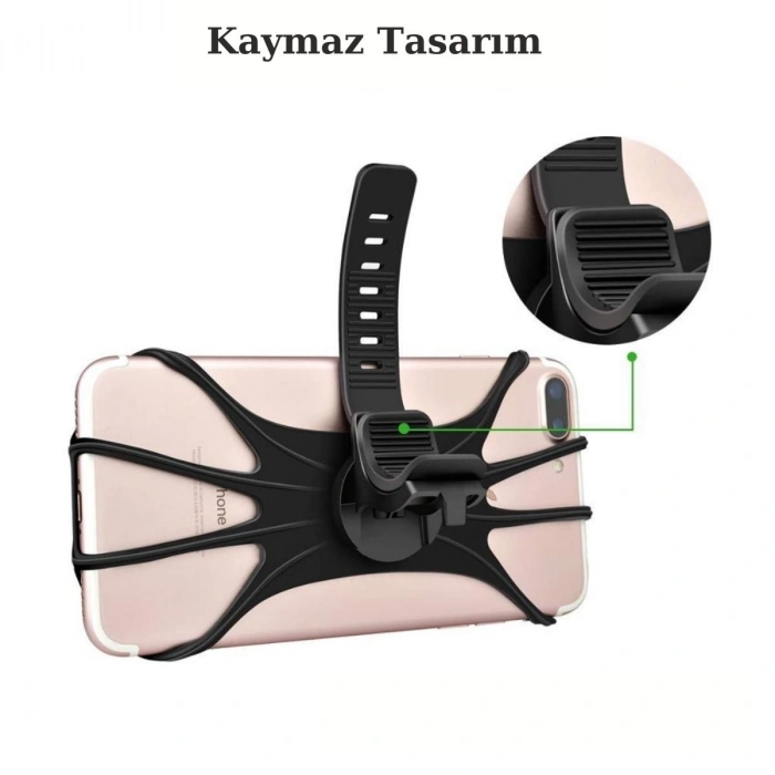 Universal Bisiklet Motosiklet Çocuk Arabası Silikon 360 Derece Telefon Tutucu Tüm Modellerle Uyumlu (5263)