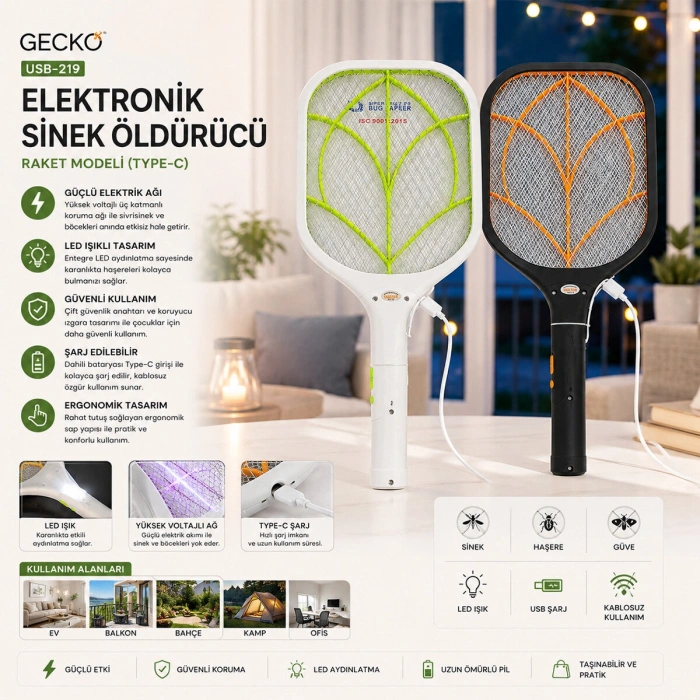 USB-219 RAKET MODELİ TYPE-C ELEKTRONİK SİNEK ÖLDÜRÜCÜ CIZ MAKİNE TGB-8097A (5263)