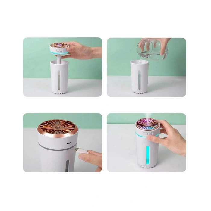 Usb Araç Nemlendirici 5 Esans Hediyeli Renkli Işıklı Mini Difüzör