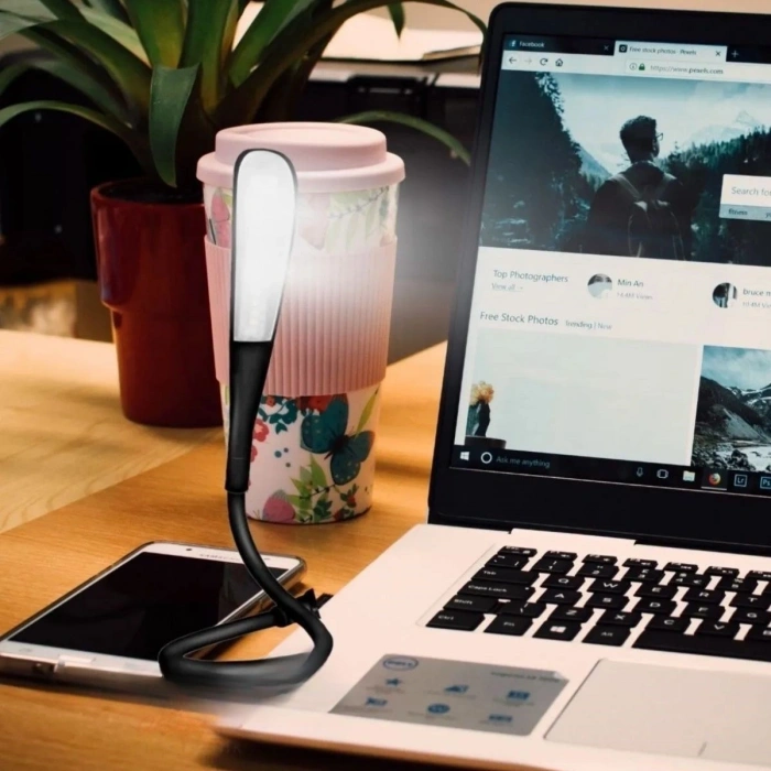 USB Girişli 14 Ledli 3 Kademeli Dokunmatik Masa/Kitap Okuma Lambası Ledi Siyah (5263)